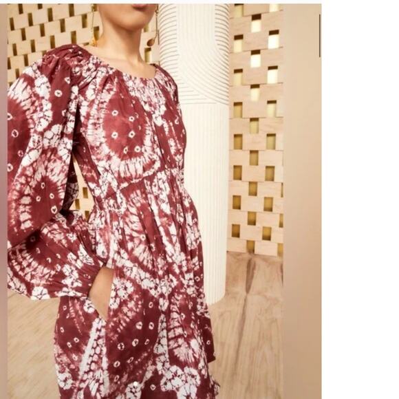 Ulla Johnson Martine Dress In Syrah Shibori Hand-Tied Cotton Mini Size 2 - Picture 4 of 13